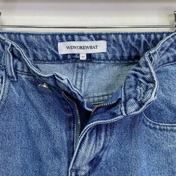 WeWoreWhat Relaxed Low Rise Baggy Jeans Womens 27 Midi Blue Wide Leg Denim - Picture 2 of 10